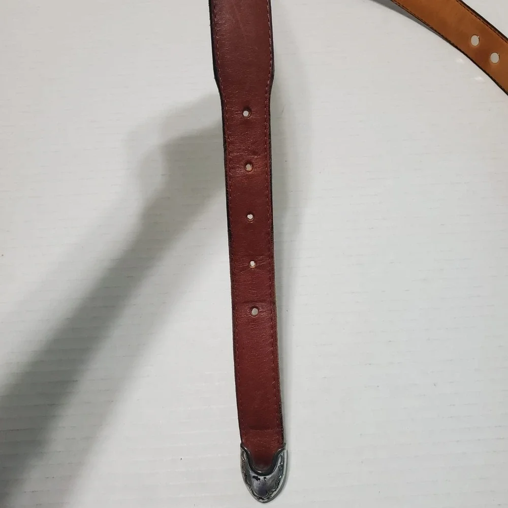 Sentry Vintage Studded Brown Genuine Leather Golf Belt Men's Size 38 No‎ Buckle